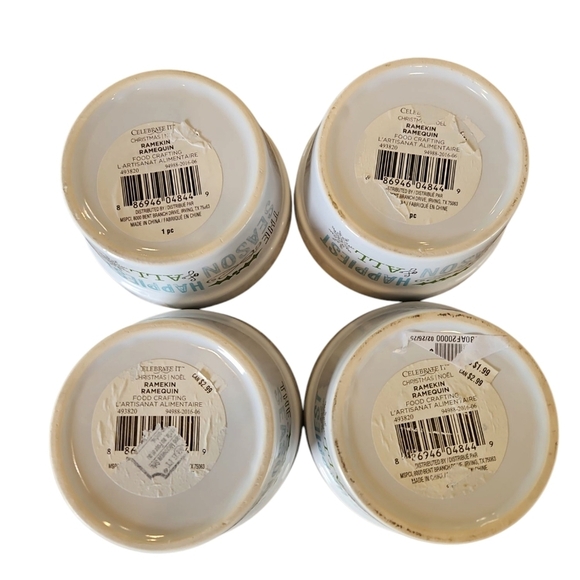 Festive Holiday Set Of 4 Christmas Ramekin White 4" "The Happiest Season Of All" - Picture 4 of 4